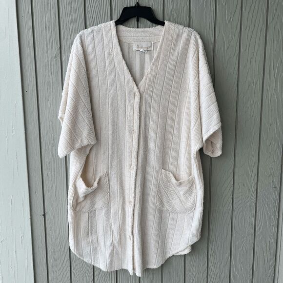 VTG Herbercraft Chenille Housecoat Robe 2X Textured Ivory Oversized Cozycore - Picture 1 of 12